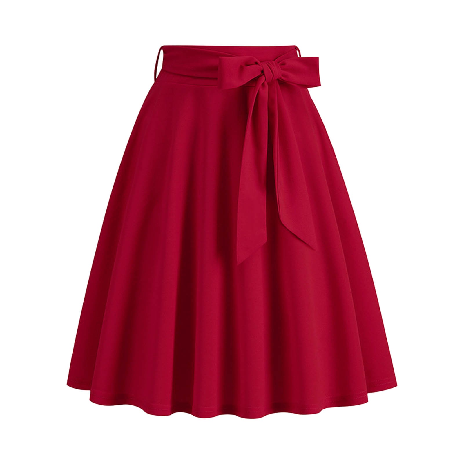thumbnail image 1 of Falda elegante retro de color liso con cinturón para mujer: falda con bolsillos y corte en A, poliéster, lavado a mano en frío, para fiestas formales y ropa escolar, 1 of 4